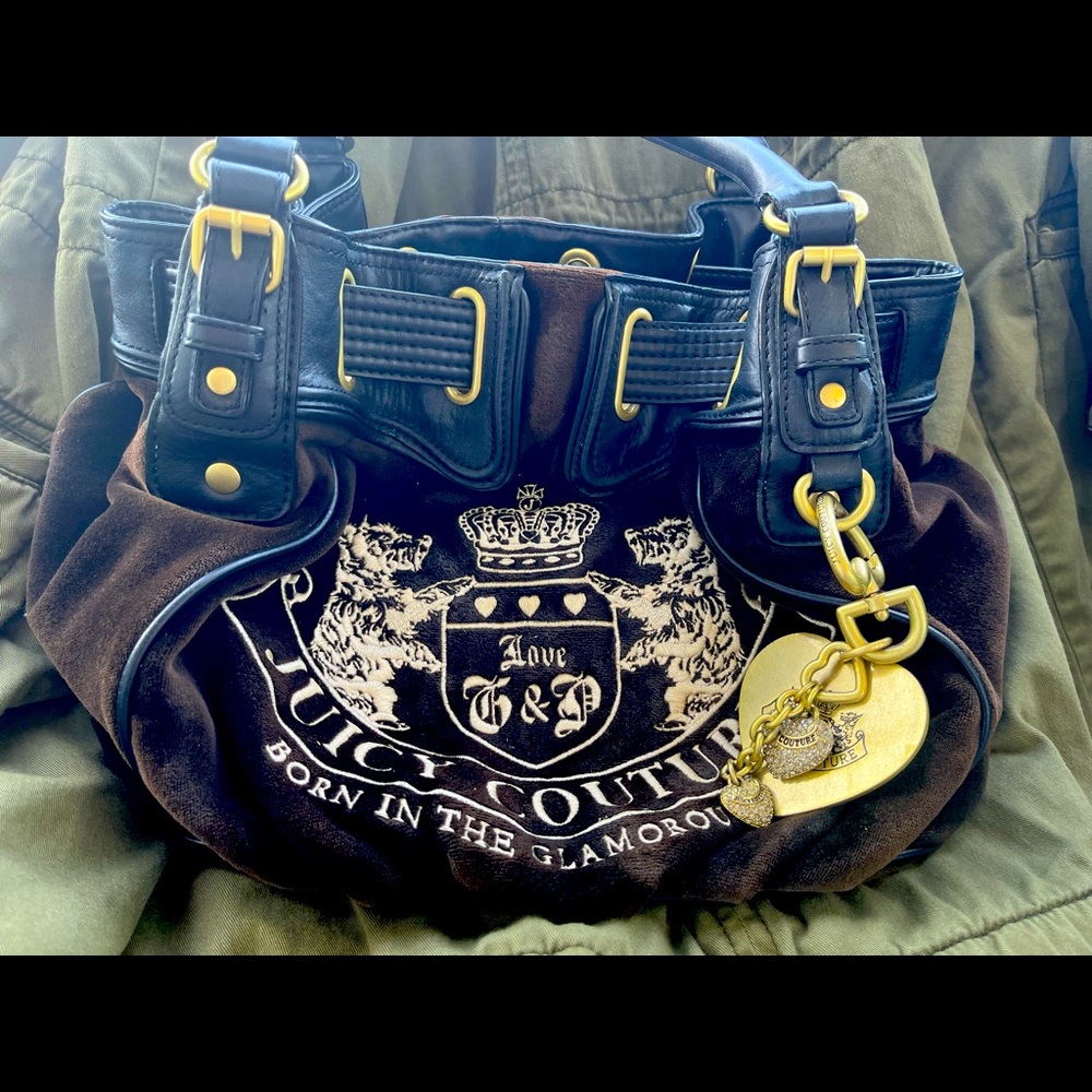 Juicy Couture Vintage Velour Crest Scottie Bag